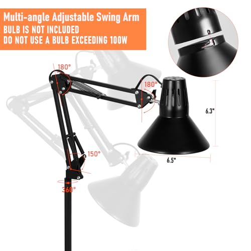 Reptile Heat lamp Reptile Light Fixture with Heat Lamp Stand (15.7-74.3 inches (with Lampshade))