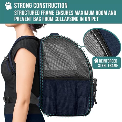 Dog Backpack Carrier Airline Approved Cat Pet Puppy Bag (Heather Navy)