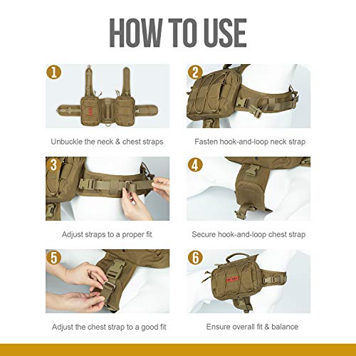 Dog Backpack for Medium & Large Dogs (Brown / Medium)