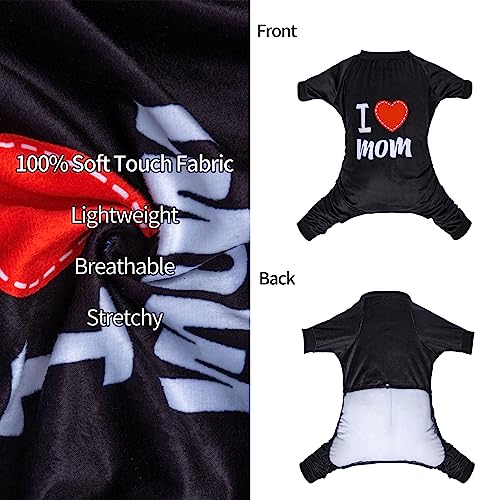 Dog Halloween Pajamas Puppy Onesies Small Dogs Soft Pjs Coat Cat Apparel Comfy Pet Christmas Clothes Outfit Doggie Bodysuit (Large / I love MOM)