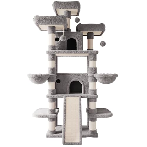 81 Inches Extra Large Cat Tree for Indoor Adult Cats (81in / Grey)
