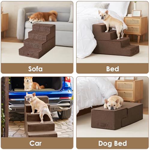Dog Stairs for Bed 18" H (Brown / Extra Wide 16.5" x 28" x 18")