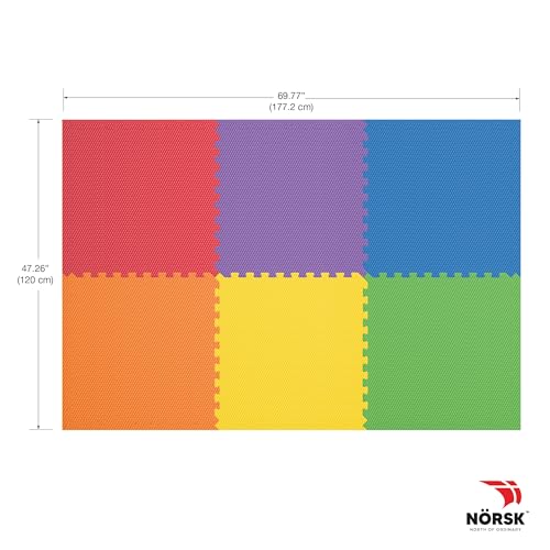 Reversible 1 2" EVA Foam Gym Floor Tiles (6 Tiles - 24 Sq. Ft. / Rainbow Pack/Black)