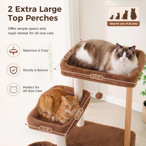 Modern Cat Tree (Wooden Brown / 73")