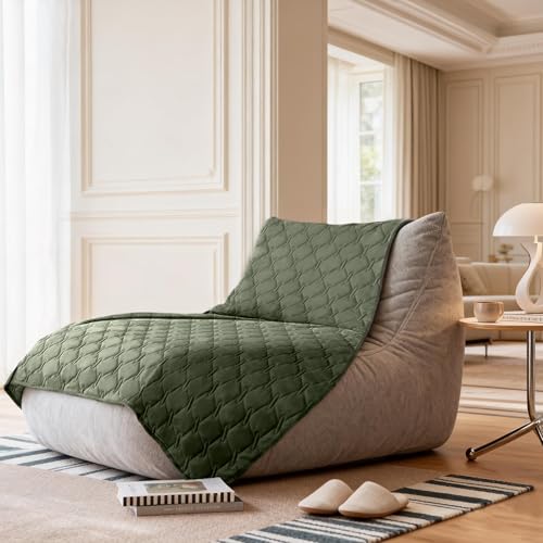 Waterproof Dog Blankets for Large Dogs (82x82 Inch (Pack of 1) / Dark Olive/Light Olive)