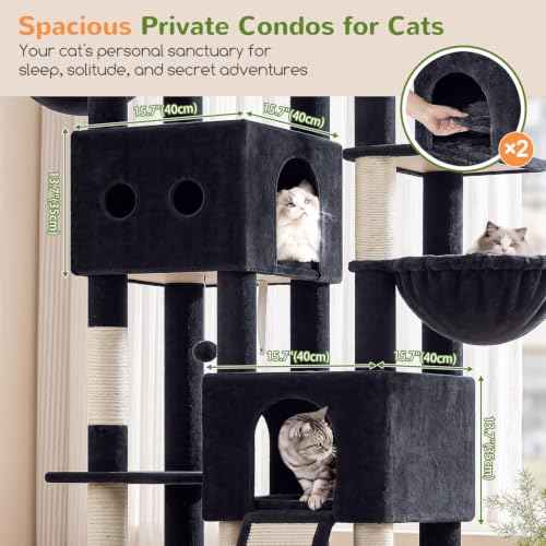 Sturdy Cat Tower for Indoor Cats 20lbs (Dark Grey / 76 inch)