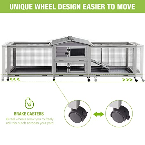 Bunny Cage and Outdoor Rabbit Hutch with Casters Waterproof Roof
