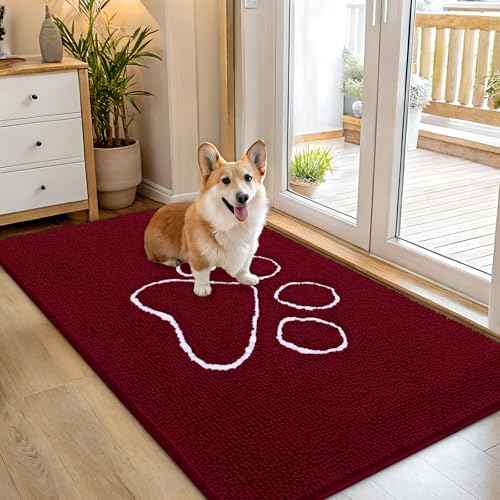 Dog Door Mat for Muddy Paws 54x32 (Burgundy / 54" X 32")