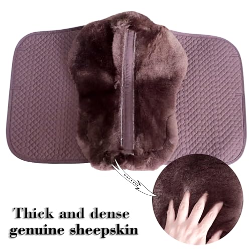 Brown Dressage Saddle Pad Sheepskin Lambskin Wool Fleece Horse Pad (Brown)