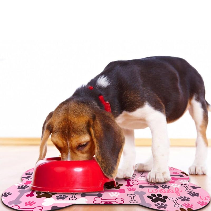 Dog Food Mats for Floors Waterproof (Pink / 19"L x 12"W)