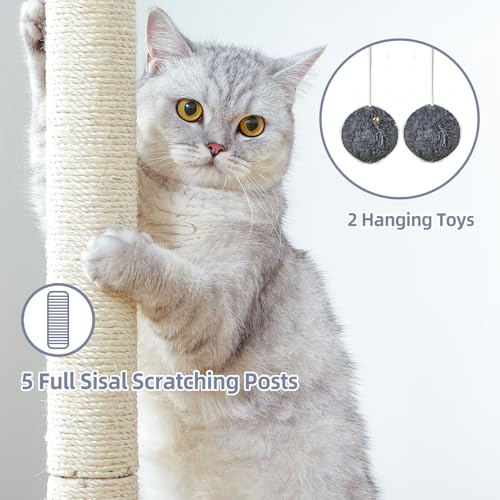 Cat Tree Tower Scratching Post for Indoor Large Adult Cats with Perch Bed (Dark Grey / 28 Inches)