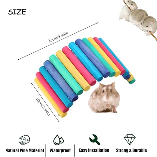 PIVBY 2PCS Wooden Hamster Bridge (2 PCS, Colored wood)