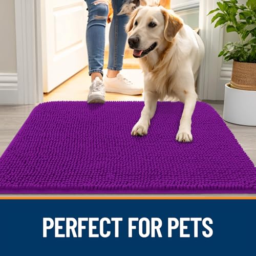 Dog Door Mat for Muddy Paws 70x32 (Purple / 70" X 32")