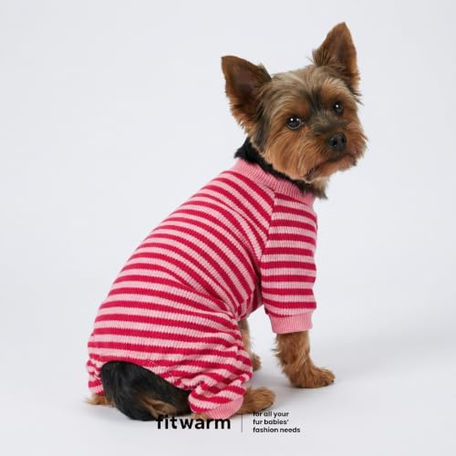 Pink and Red Striped Dog Pajamas (X-Large / LightPink)