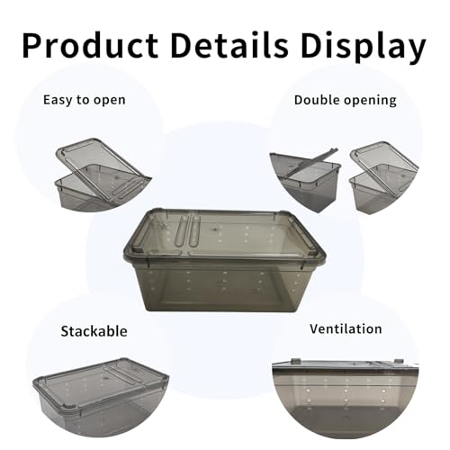 8 PCS Reptile Feeding Box Portable Snake Breeding Box Reptile Transport Container 7.48"x4.92"x2.95" Plastic Pet Houses for Lizard Spider Scorpion Gecko Insect Tortoise Treefrog