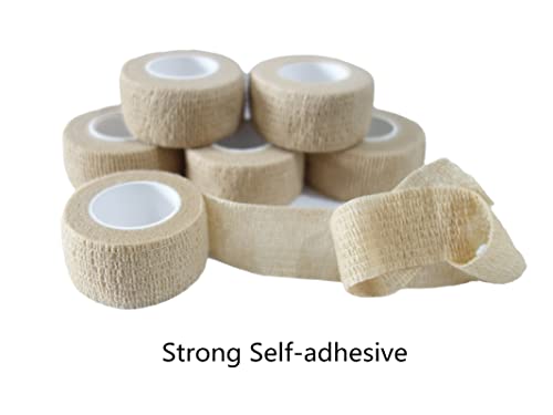 6 Pack 1" x 5 Yards Self Adhesive Bandage Wrap Breathable Cohesive Vet Wrap for Pets (1 Inch / Skin Color)