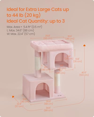Cat Tree 40.6 (XL (26.8"L x 18.9"W x 40.6"H) / Jelly Pink)