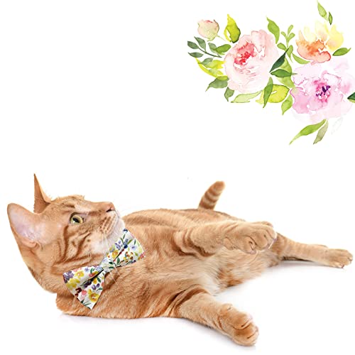 Dog Bow Ties 10 PCS Flower Pattern Adjustable Bowties for Cats & Small Medium Large Dogs Collar Charms for Birthday Wedding Parties（Flower） (Medium)