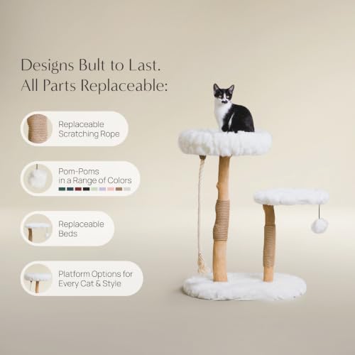 Mau Modern Wood Cat Tree Tower (Brown)