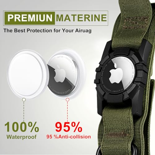Tactical AirTag Dog Collar (M(15"-18.5") / Green)