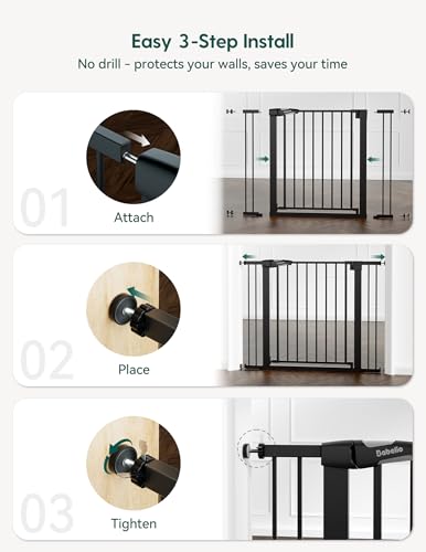 Pressure Mounted Baby Gate for Stairs (Black / 30"Tall 29"-48" Wide(2 Pack))