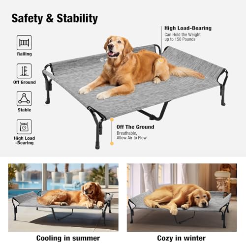 Cooling Elevated Dog Bed (Black Silver / 50.5"L x 33.5"W x 12.0"Th)