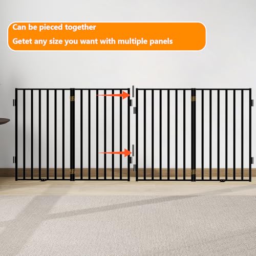 Metal Dog Gate with Door Free Standing for Indoor Use (32" 8 Panels)