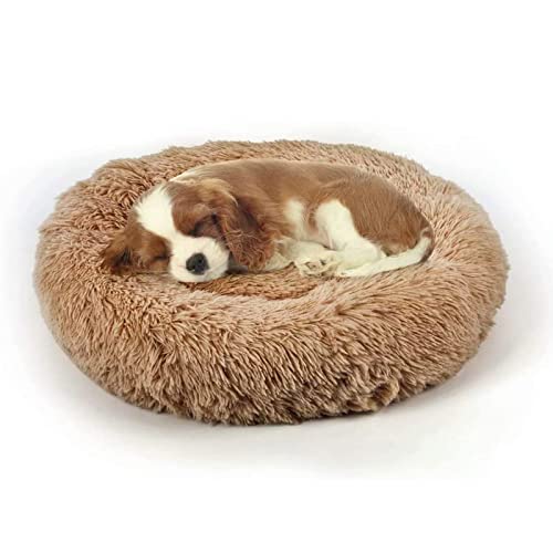 Dog Bed Cat Calming Bed (Camel / 23.0"L x 23.0"W x 7.0"Th)