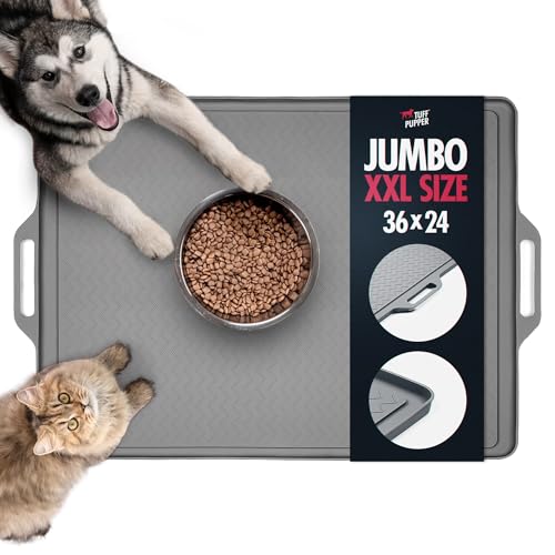 36x24 XXL Dog Feeding Mat for Food and Water (Gray / XX-Large - 36" x 24")