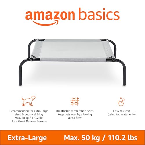 Cooling Breathable Elevated Pet Bed with Metal Frame for Large Dogs (Grey / X-Large)