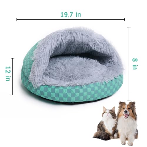 Cat Bed Hooded Plush Nest with Self (Small / Gray)