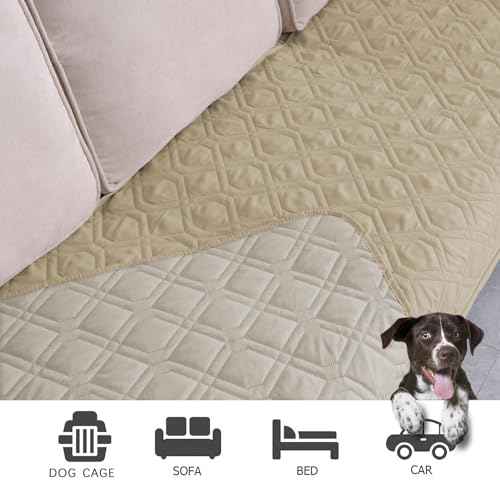 Waterproof Dog Bed Cover Pet Blanket for Furniture Bed Couch Sofa Reversible (40x90 Inch (Pack of 1) / Beige+khaki)