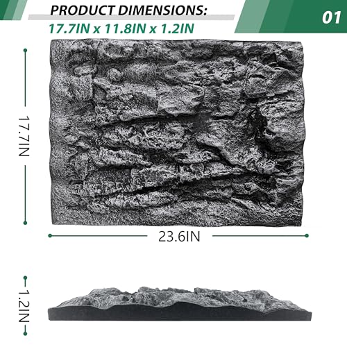23.6x17.7in Rock Terrarium Background (grey-23.6"* 11.8"（1pcs）)