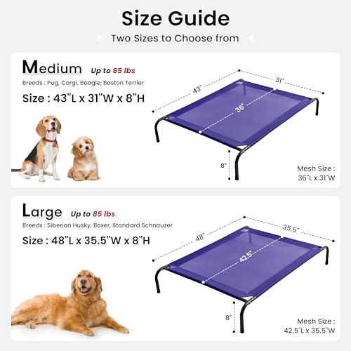 Elevated Cooling Dog Bed for Large Dogs (Blue / 48" X 35.5" X 8")