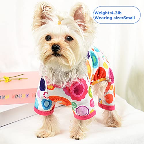 Dog Pajamas Pjs Summer Fall Dog Clothes for Small Dogs Girl (Floral / X-Large（16-20 lb))