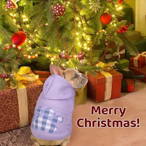 Dog Hoodie Flannel Pet Hooded Sweater with Hat Puppy Pullover Sweater Shirt (Large / Purple)