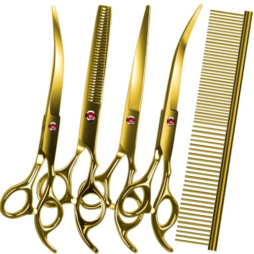 Dog Grooming Scissors Kit (Gold 5 Piece)