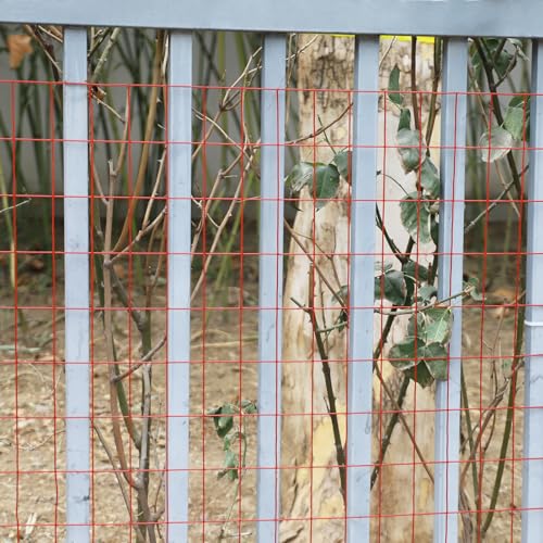 Red PVC Coated Welded Wire Fence 24" x 50' Roll (Red / 2''x3'' 16GA 24''x50')