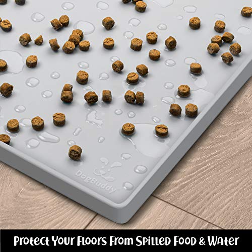 Dog Food Mat Waterproof Dog Bowl Mat for Food and Water (Large: 24" x 16" / Mist)