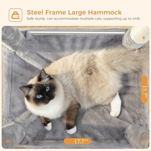 45.7" Cat Tree with Hammock (Grey / 45.7in)