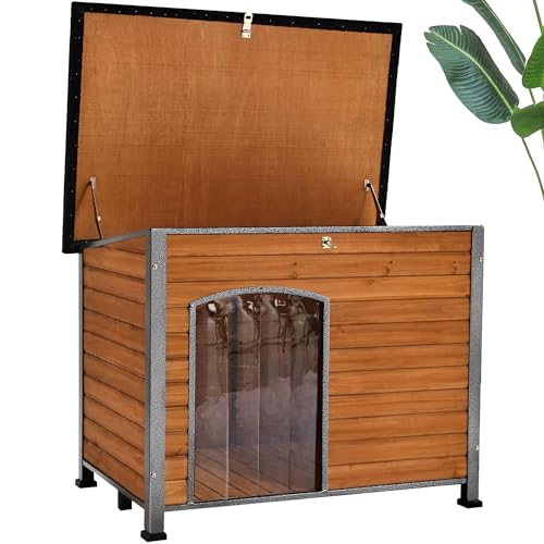Wooden Dog House Outdoor with Iron Frame (Dog House)