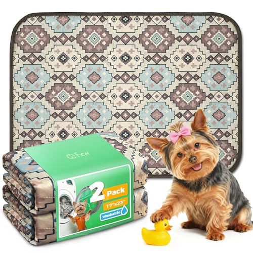 Washable Pee Pads for Dogs (Tribal Beige / 17" x 23" (2 Packs))