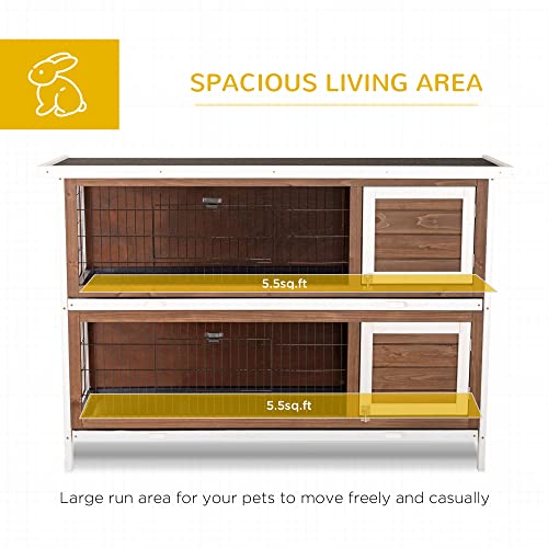 54" 2 Story Large Rabbit Hutch Bunny Cage (Coffee Brown)
