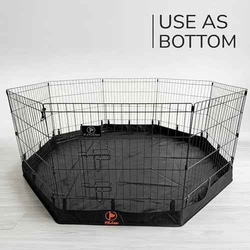 Puppy Playpen with Bottom Pad and Door (Black / Small Pen: 30-Inch High)
