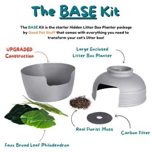 Original Hidden Litter Box Planter (Broad Leaf Philodendron / Base Kit / Pebble Gray)