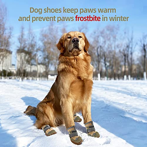 Dog Boots for Large Dogs (Light Khaki / Width 2.16 Inch)