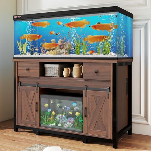 55 75 Gallon Fish Tank Stand with Power Outlet (Style2-Light Brown / 47 inch)