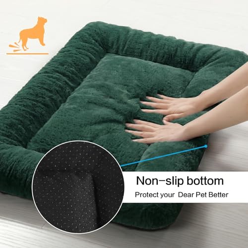 Dog Crate Pad Washable Dog Bed for Crate Small Cozy Mat 24 (24.0"L x 18.0"W x 1.0"Th / Green)