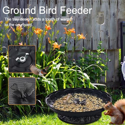 Ground Platform Bird Feeder Tray (black-2 pack)