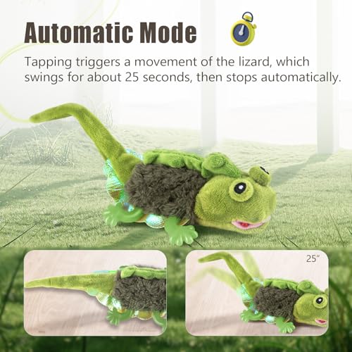 Cat Toys Touch Activated Flapping Chirping Lizard Kitten Toy with Catnip for Indoor Cats Kicker